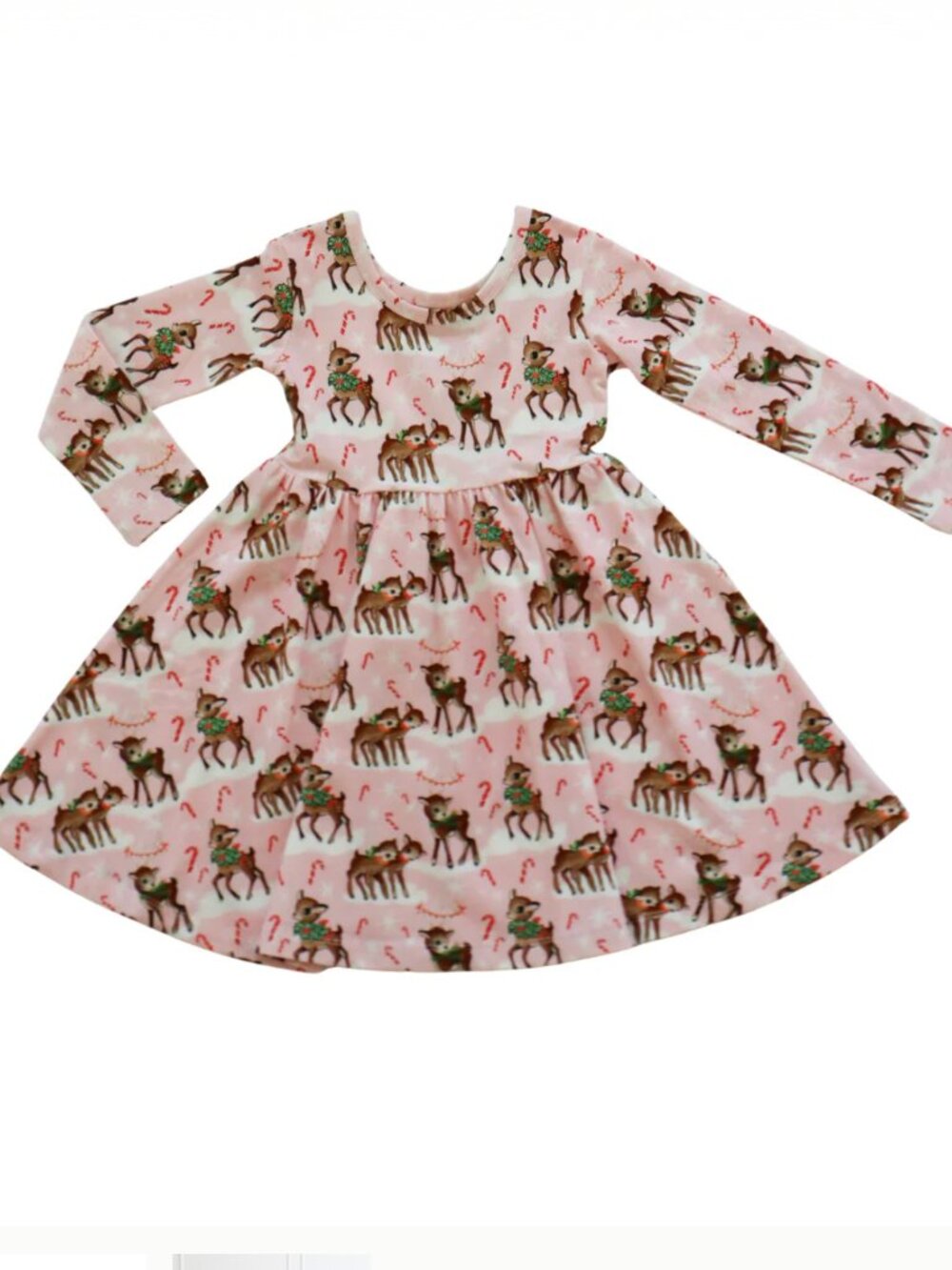 Hollis Baker Pink Vintage Reindeer Christmas Play Dress
